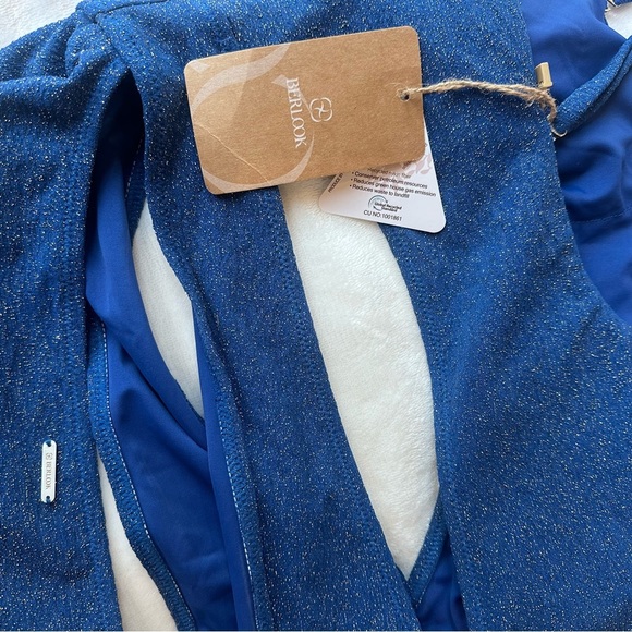 Berlook Blue Lurex Cut Out One-Piece Swimsuit NEW Medium - Picture 6 of 6